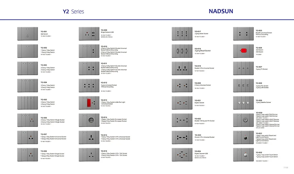 2026 New Style Thailand Frameless Wall swtich socket-Y2 Series