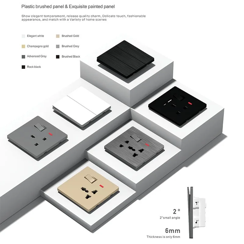 Skin Feelling Tempered Glass Wall Switched Socket-T3 Series - Image 3 Skin Feelling Tempered Glass Wall Switched Socket-T3 Series - Image 3