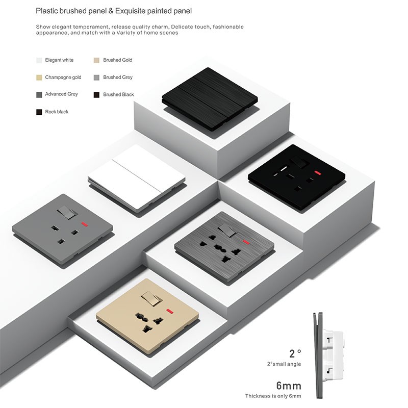 Skin Feelling Tempered Glass Wall Switched Socket-T3 Series - Image 3 Skin Feelling Tempered Glass Wall Switched Socket-T3 Series - Image 3