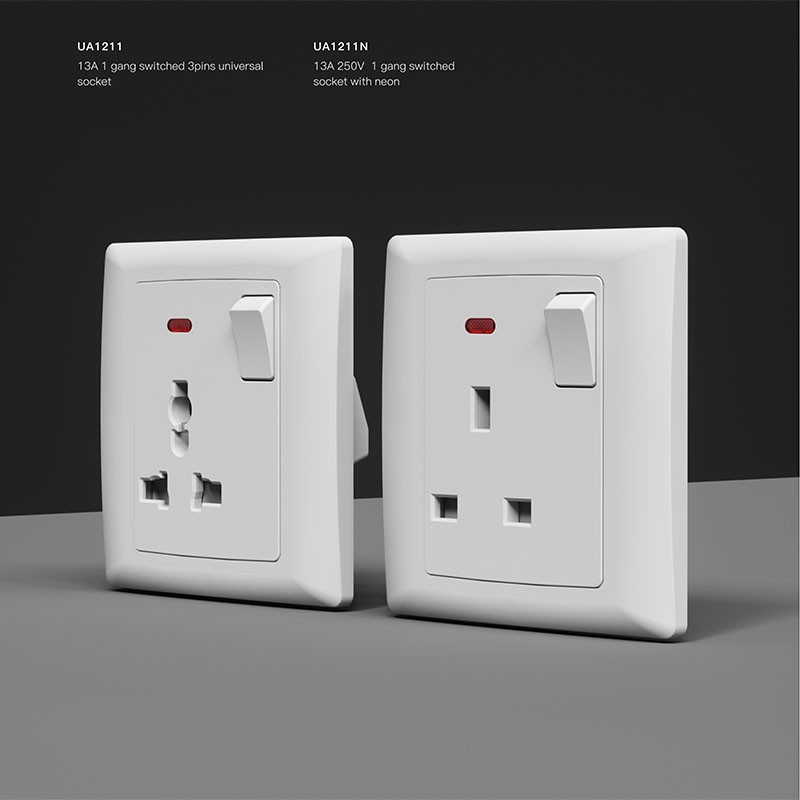 Small Button UK 13A Switched Socket-UA Series Small Button UK 13A Switched Socket-UA Series - Image 1