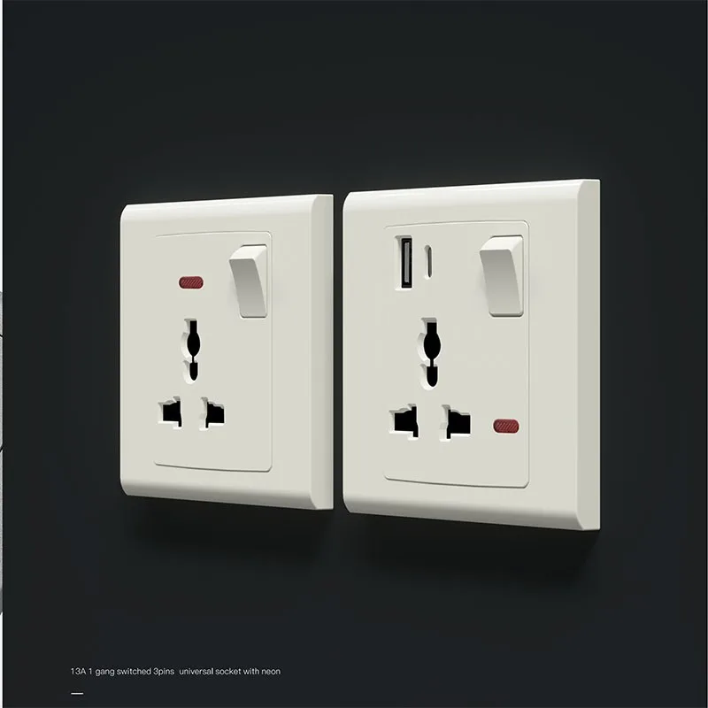 Grey Colour 3 Pin Universal USB Socket-UK Series Grey Colour 3 Pin Universal USB Socket-UK Series - Image 1