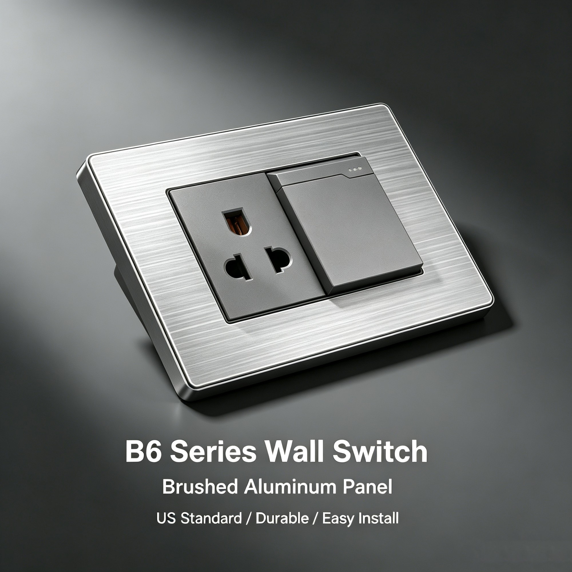 118 Series US Standard Brused Aluminum Wall Switch Socket Panel-B6 Series - Image 2 118 Series US Standard Brused Aluminum Wall Switch Socket Panel-B6 Series - Image 2