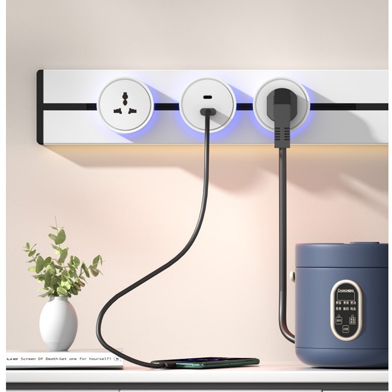 US/UK/EU Universal Standard Multi-Function Removable Modular Rail Electrical Track Socket with GFCI/USB Port, Safe Dimmable Track Power Socket for Kitchen Living Room - Image 3 US/UK/EU Universal Standard Multi-Function Removable Modular Rail Electrical Track Socket with GFCI/USB Port, Safe Dimmable Track Power Socket for Kitchen Living Room - Image 3