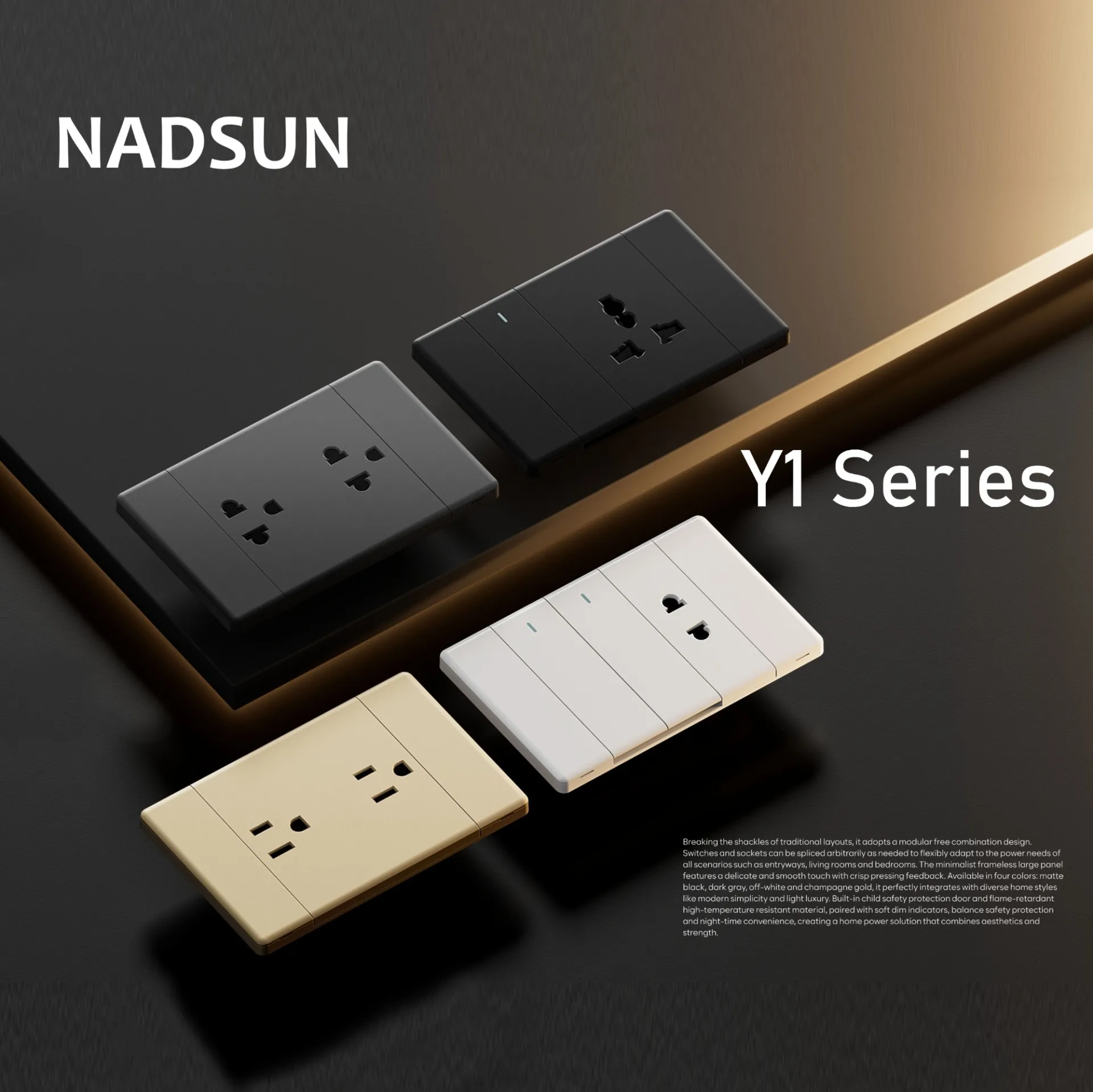 New Arrival South American lighting swtich Big Plate wall switch socket-Y1 Series New Arrival South American lighting swtich Big Plate wall switch socket-Y1 Series - Image 1